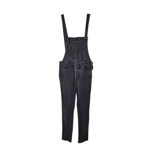 Free People Faded Black Denim Bib Overalls